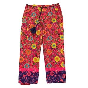 Sundance Wide Leg 100% Cotton Drawstring Pants with Cargo & Slash Pockets Size L